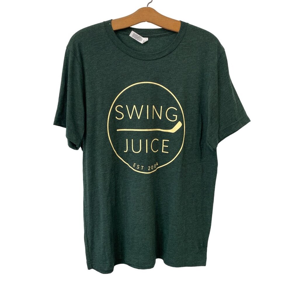 Swing Juice Golf Graphic T Shirt Men L Green Short Sleeve Poly Cotton Athleisure